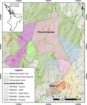 Figure 1: Location Map showing Waihi Gold Mine and Wharekirauponga (CNW Group/OceanaGold Corporation)